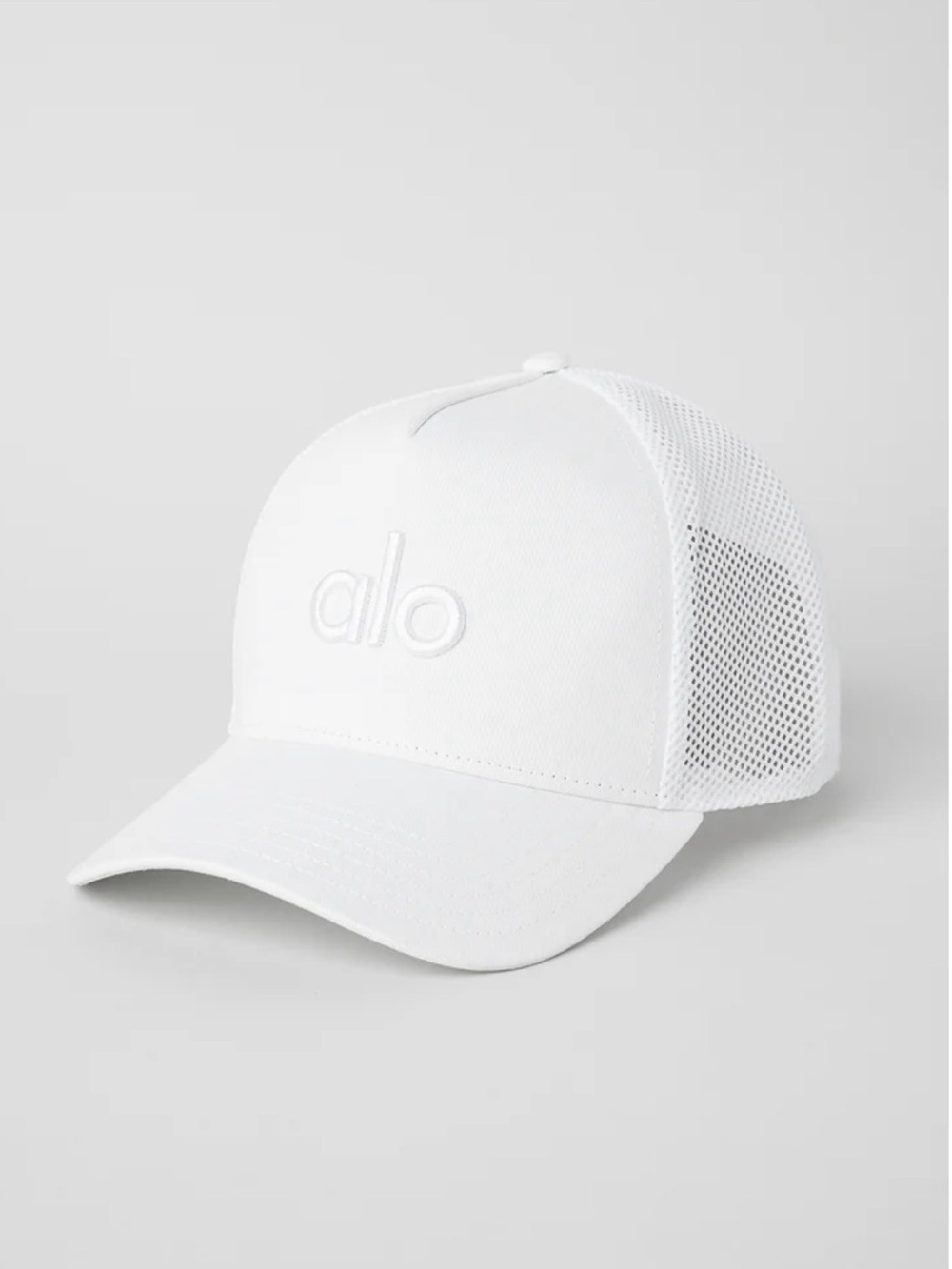 ALO Yoga All-White Mesh Logo Trucker Hat